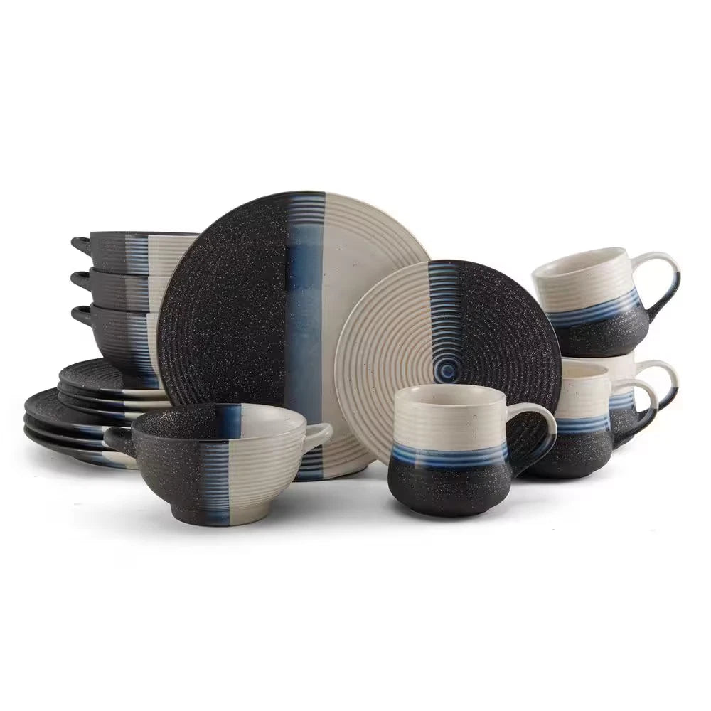 16 Piece Jaxon Multicolored Stoneware Dinnerware Set, Service for 4